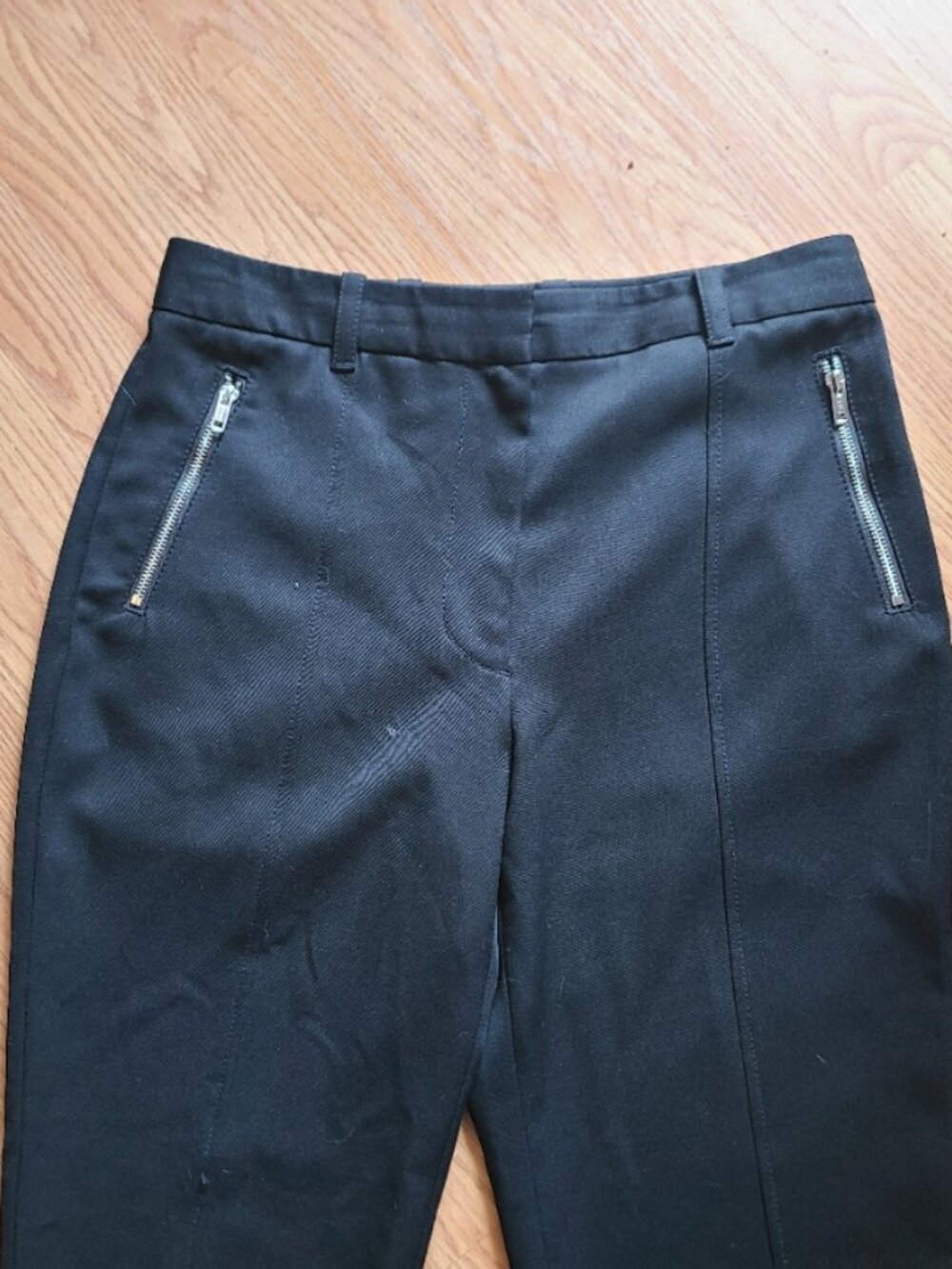 3.1 PHILLIP LIM 100% WOOL TAPERED JOGGER PANT SPLIT ELASTIC KNIT CUFF BLACK sz 8 - Picture 3 of 7